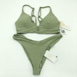 NWT L*space Sage Green Lined Bikini Set Size L